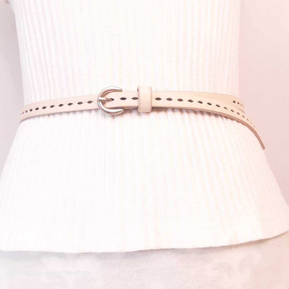 💎Womens Perforated Diamond Skinny Belt Medium Waist British Tan